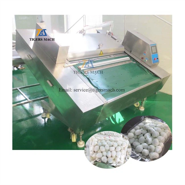 Industrial vacuum packing machine for quail egg solid and salt water liquid pouch package, vacuum packing machine manufacturer (6)